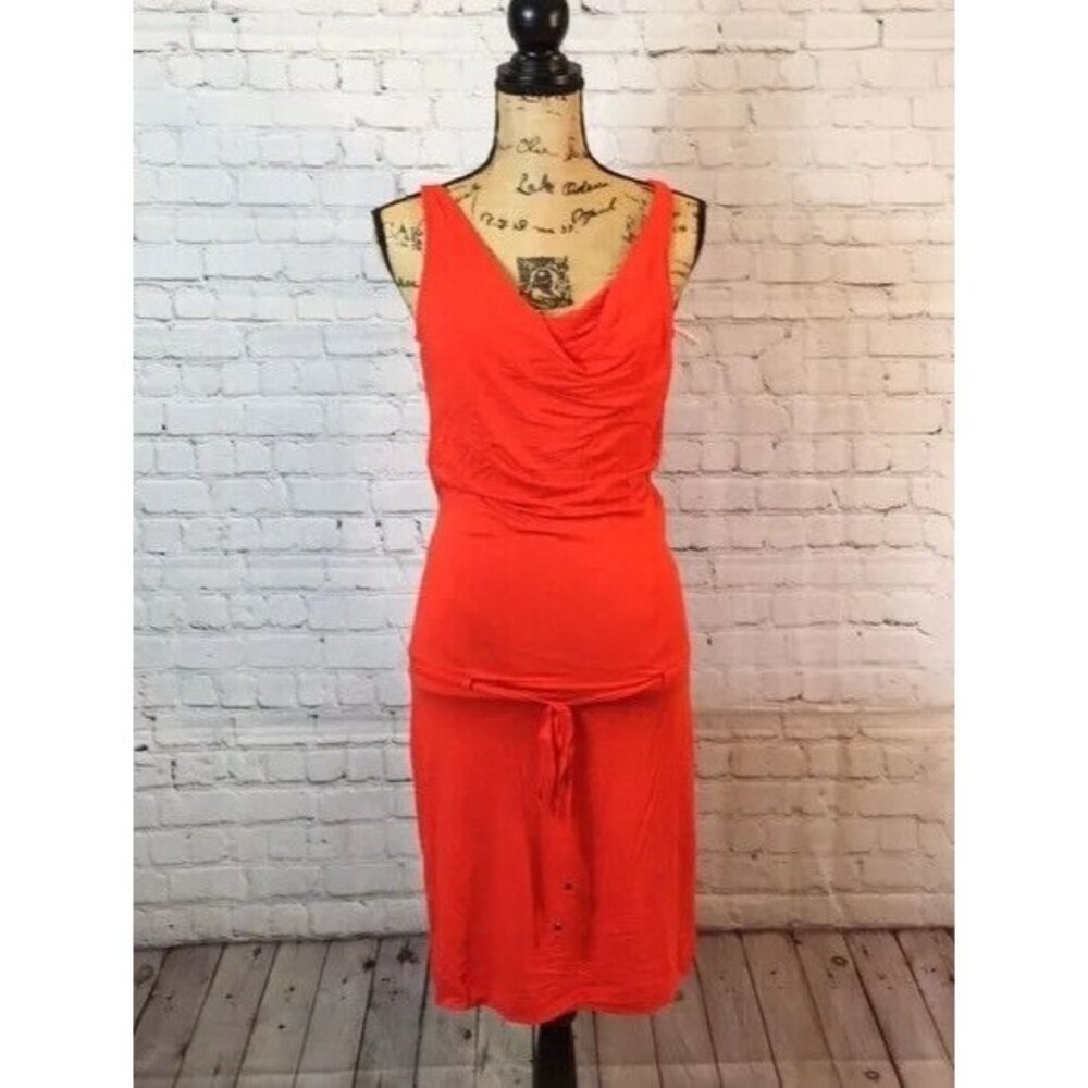 VENUS Dress Orange Drop Waist Double Cowl Neck Sleeveless Small